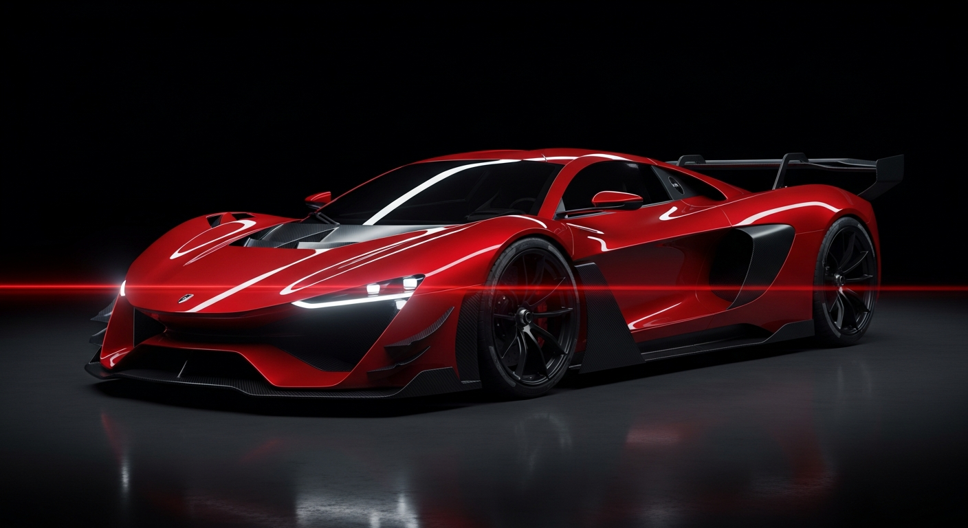 Concept render of the SM-1 hypercar in racing red